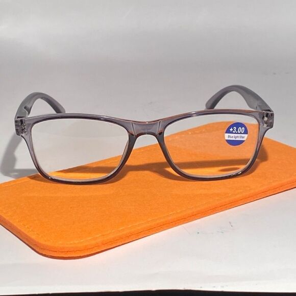 1445 Helen Reading Glasses 3.0 Readers Bluelight Filter Gray Frame NWT - Picture 2 of 9